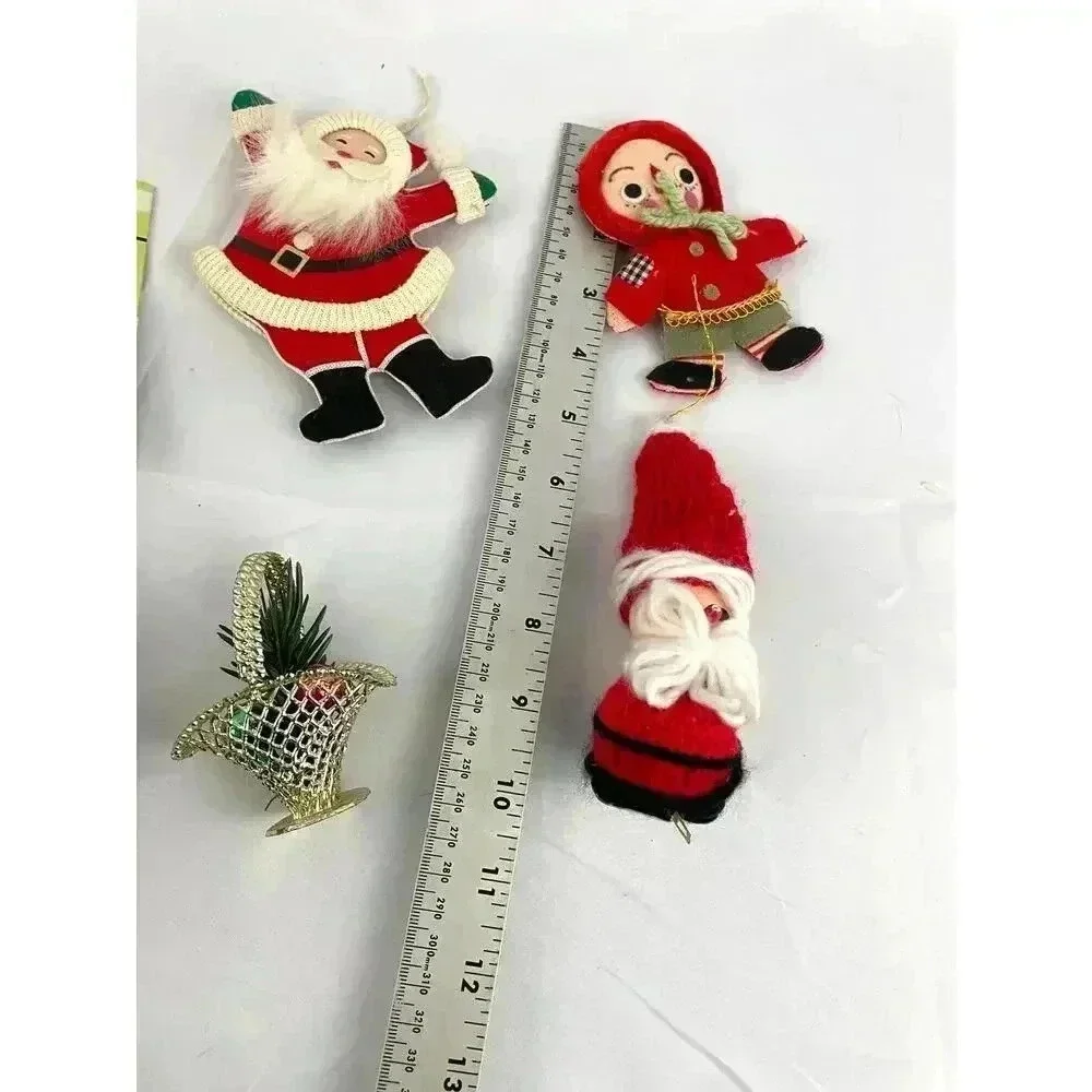 10x VTG Holiday Ornaments Christmas Santa Sleigh Wooden‎ Figures Collectibles